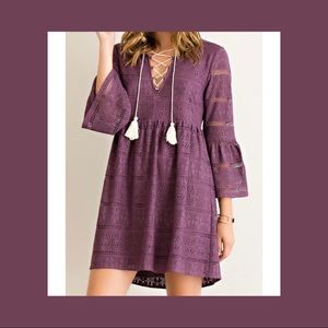 Entro Babydoll Eggplant Purple Lace Dress Medium